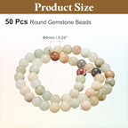 HARFINGTON 50pcs Natural Stone Beads 6mm River A Round Gemstone Stone Loose Beading Real Genuine Smooth Balls Bead for Jewelry Making Bracelets Necklace Earrings DIY - color: River Stone A, size: 6mm