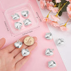 Beebeecraft 10Pcs 925 Sterling Silver Plated Heart Charms Metal Brass Love Heart Puffy 3D Shaped Pendant Charm for Jewelry Making Valentine DIY Crafts Necklace (20x20.5x10mm) - color: Silver, size: 20x21x10mm
