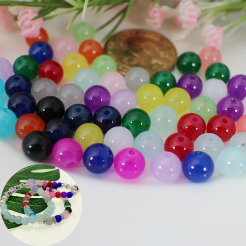 1000pcs 8MM Glass Bead Sets for Jewelry Making Kit Bracelets Beads Supplies,Imitative Jade Beads Crystal Spacer Beads Bracelet Loose Bead Sets for Jewelry Making DIY Crafts - size: 8mm Mixed Set