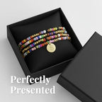 Set of 4 Colorful Bead Initial Bracelets, Personalized Stackable Jewelry, Adjustable Stretchy Charm Bracelets for Women, Beaded Bracelet Set, Trendy Custom Jewelry Gift - style: Colorful Bead - S