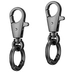 2 Pcs Double Opening Keychain Clip, Heavy Duty Zinc Alloy Swivel Lobster Clasp with Key Ring Spring Snap Hook Purse Clip for Jewelry Lanyard, DIY Crafts Purse Making Camping Travel Accessories (Black) - color: Black