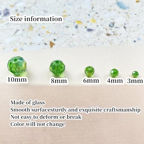 Crystal Glass Beads 400 Pieces 4mm Round Faceted Glass Spacer Beads for Jewelry Making Bracelet Earring Necklace DIY Craft Supplies(Green AB) - color: Green AB, size: 4mm