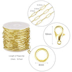 Crisjanggo 16 feet Jewelry Making Chains 14K Gold Plated Brass Paperclip Necklace Bracelet Chains for Women Men Jewelry Making with Jump Rings and Lobster Clasps - color: Paperclip Gold