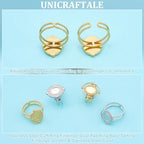 UNICRAFTALE 8Pcs 2 Colors Stainless Steel Open Cuff Rings Components Bezel Cup Ring Settings Gold Plated Oval Pad Ring Blanks Base Adjustable Blank Rings Tray 8~8.5x6~6.5mm for Jewelry Making - size: Tray: 8.5x6.5mm