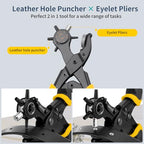 XOOL 2 in 1 Leather Hole Punch Eyelet Tool Kit, 3/16" 4.5mm Metal Eyelets for Fabric, Hole Puncher, Eyelet Pliers for Shoes Leather Clothes Belt - style: Hole Puncher × Eyelet Pliers