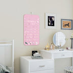 1 Pack Hanging Jewelry Organizer 80-Pocket Dual-sided Jewelry Storage for Earring Necklace Bracelet Ring Travel Holder, Pink - color: Pink