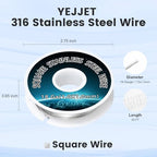 Square 316 Stainless Steel Wire 18ga – Jewelry Making Wire for Crafting & Beading – 30 Feet - color: 18ga（1.0x1.0mm）