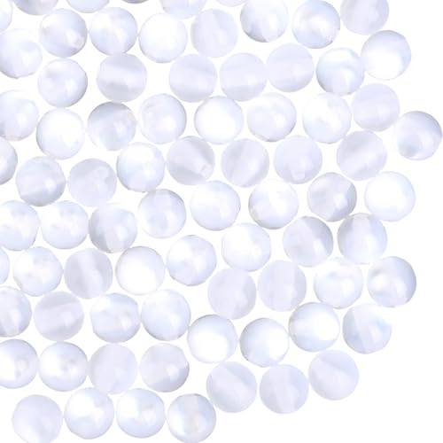 120PCS 8MM White Resin Round Beads with Holes Imitation Cat Eye Transparent Clear Shiny Smooth Spacer Looses Cats Eyes Bead Bulk for Jewelry Making Necklace Bracelet DIY Craft Supplies - color: White