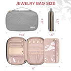 Jewelry Travel Case Organizer for Necklaces, Earrings, Rings, Bracelet, Watch, Soft Sided, Grey - color: Grey