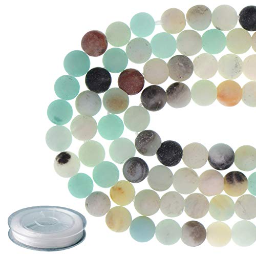6mm Natural Matte Multi Color Amazonite Round Gemstone 120Pcs Loose Beads for Jewelry Making Bracelet with Stretch Beading Cord LPBeads - color: Unpolished Multi Color Amazonite, size: 6mm