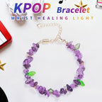 Healing Onyx Bracelet for Women Men Handmade Natural Gemstone Amethyst Crystal Bracelets Obsidian Cross Beaded Stone Jewelry - color: Amethyst