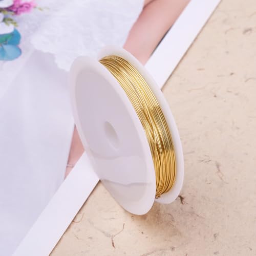 1 Roll 51.18 Feet(15.6m) 28 Gauge Round Copper Jewelry Bendable Wire Long-Lasting Plated Jewelry Wire Soft Artistic Wires Copper Metal Beading for Jewelry Making Crafts,Light Gold - color: 28 Gauge,Light Gold