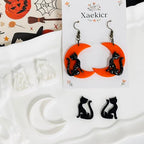 Xaekicr Halloween Moon and Cat Polymer Clay Cutters Set – 3Pcs Clay Earring Cutters for Halloween Earrings Making – Polymer Clay Molds and Tools for Jewelry DIY - color: G color