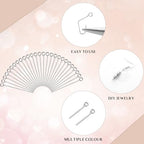 Junkin 1400 Pcs Eye Pins Mix Jewelry Findings 0.63 * 0.79 * 1.18 in Open Eye Head Pins Findings for Jewelry Making DIY Necklace Bracelets (Silver) - color: Silver