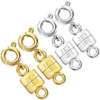 925 Sterling Silver Magnetic Necklace Clasps and Closures,Mini Bracelets Clasp Converter Gold and Silver Chain Extender for Jewelry Making Supplies - color: 4Pcs Gold & Silver