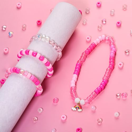 70pcs 8mm AB Pink Faceted Heart Beads for Jewelry Making Crystal Glass Beads for Bracelets Necklace Crafts, Friendship Bracelet Kit, Love Gifts - color: AB Pink