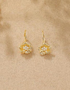 Mameloly Flower Earrings for Women Dainty 14K Gold Plated White Freshwater Pearl Stud Earrings Hypoallergenic - color: CZ Flower