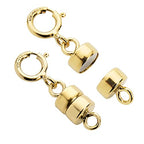Jewelili Yellow Gold Filled Round Magnetic Clasp Converter | Converts Necklaces or Bracelets with Spring Ring Clasp | 2 Pieces | Gift Box Included | Timeless Fashion Jewelry - color: Yellow Gold Filled, size: 2 Clasp