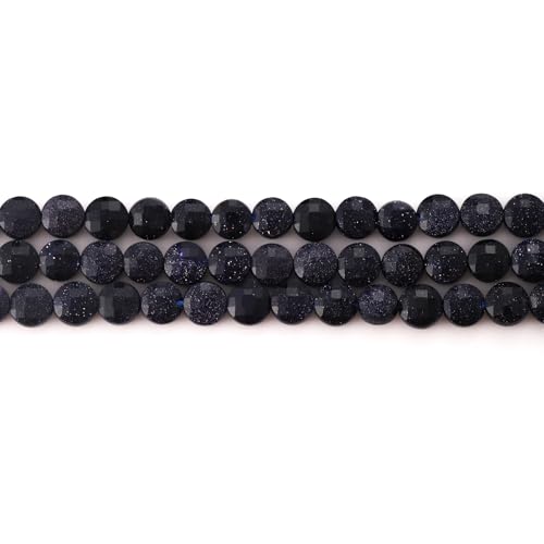 6mm Faceted Natural Bluesand Stone Beads Coin Disc Gemstone Spacer Beads for Jewelry Making DIY Bracelet Necklace - color: Bluesand
