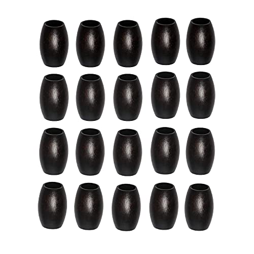 20Pcs 30 x 20mm Oval Wood Beads with 10mm Large Hole Wooden Loose Spacer Beads for Bead Crafts Making, Black - color: 30x20mm, Black#20pcs