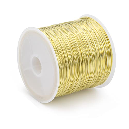 492FT Jewelry Wire 32 Gauge Tarnish-Resistant Copper Beading Wires Roll Bulk for DIY Crafts Jewelry Making, Gold Wire - color: Gold, size: 0.2mm