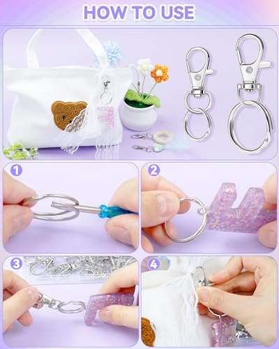 FIVEIZERO 60PCS Silver Swivel Snap Hooks and Key Rings Kit, 30PCS Keychain Clip Hooks, Lobster Clasps, 30PCS Key Chain Rings, KeyRings for Crafts, Jewelry Making and DIY - color: plain