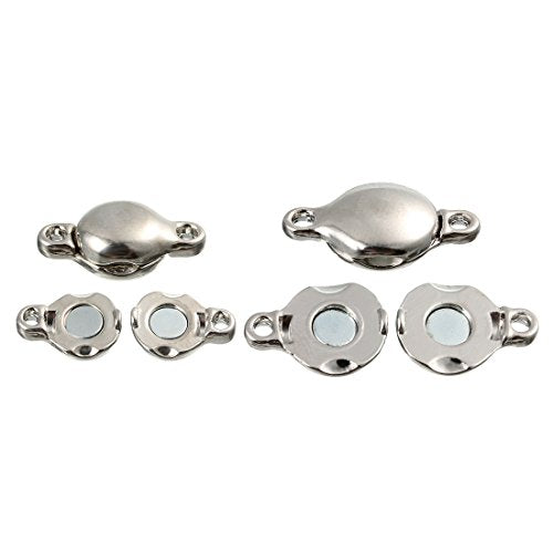 Brass Made Round Magnetic Clasps Stronger Magnetic Closure for Necklace Bracelet and Chain Keep Your Jewelry Secure 10 Sets/lot - size: 11mmX20mm & Rhodium Tone