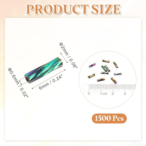 uxcell 1500Pcs Glass Bugle Seed Beads, 6x2mm Mini Long Tube Seed Beads Tube Loose Glass Seed Spacer Bead for DIY Earring Bracelets Necklace Jewelry Making Embroidery, Iridescent Grey - color: Iridescent Grey