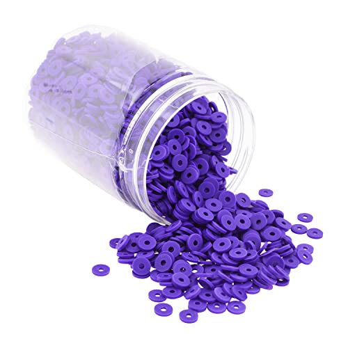 Mandala Crafts Purple Heishi Beads 4mm – 6000 Flat Polymer Disc Clay Beads for Adult Jewelry Making Spacer Beads, Bracelets, Necklaces, and Earrings - color: Purple, size: 4mm 6000 PCs
