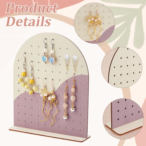 PH PandaHall Wood Earring Display Stands, 106 Holes Earring Holder Organizer Arch-shape Stud Earring Holder 2 Tones Jewelry Rack for Personal Usage Retail Trade Craft Show Exhibition