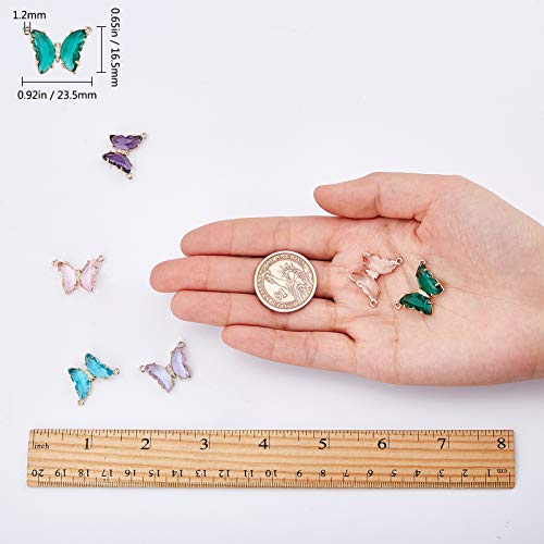 SUNNYCLUE 6Pcs Butterfly Charms Crystal Glass Beads Pendants Crystal Gemstone for Jewelry Making DIY Crafts Accessories - color: 1 Box 6pcs Butterfly Connector Charms 23.5x16.5mm