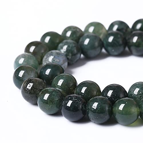 90PCS 4mm Natural Green Moss Agate Beads Gemstone Round Loose Spacer Beads for Jewelry Making DIY Bracelet Necklace Earrings 15" Inch(Moss Agate Beads, 4mm) - color: Moss Agate Beads, size: 4mm