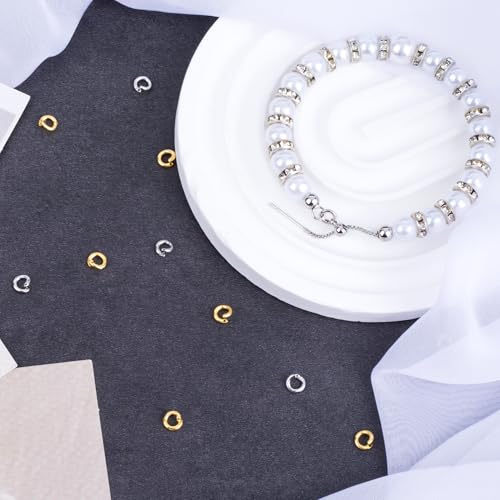 20pcs Split Open End Jump Ring, 18K Gold & Silver Plated Locking Circle Clasp Ring, ID 3mm Connector Accessories for Earrings Bracelets Necklaces DIY Crafts Jewelry Making - color: 18K Gold & Silver