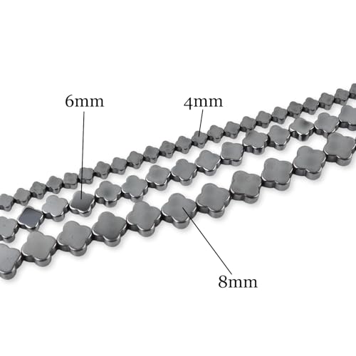 HAAMIIQII 50pcs 8mm Natural Black Hematite Loose Gemstone Beads Flat Clover Shape Spacer Stone Beads for Jewelry Making DIY Bracelets Necklaces Crafting - color: Clover Shape, size: 8mm