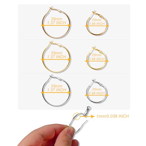Hoop Earring Findings Stainless Steel Earrings Beading Round Earrings Hypoallergenic Open Beading Hoop for Jewelry Making DIY Crafts Art Creation (25/35mm) - color: 25/35mm