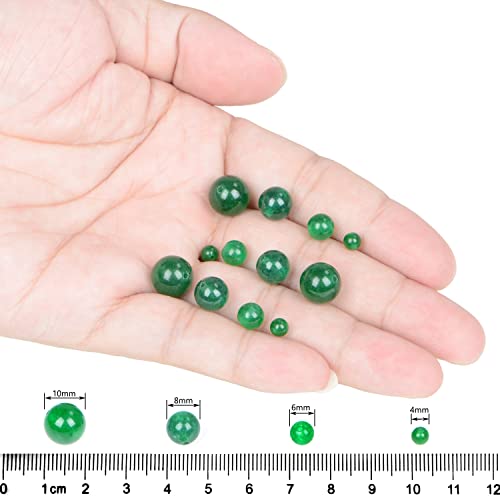 AD Beads Natural Gemstone Round Loose Beads 15" for Bracelet Necklace Earrings Jwelery Making Crafts DIY (10mm, Green Jade) - color: Green Jade, size: 10mm