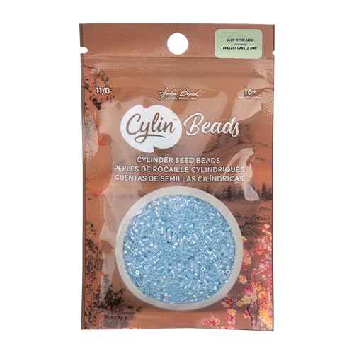John Bead 25g Cylin Beads Blue Glow in Dark AB 11/0 Glass Cylindrical Seed Beads for Jewelry Bracelets Necklaces Earrings Making Embroidery - color: Blue Glow in Dark AB