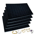 5Pack Black Velvet Ring Organizer Foams Earring Storage Box，100 Slot Foam Insert Stud Earring Holder (11 x 7 x 0.5 In) ，Earring Jewelry Ring Inserts Display Pad Jewelry Display Retail Showcase Box