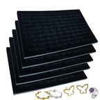 5Pack Black Velvet Ring Organizer Foams Earring Storage Box，100 Slot Foam Insert Stud Earring Holder (11 x 7 x 0.5 In) ，Earring Jewelry Ring Inserts Display Pad Jewelry Display Retail Showcase Box