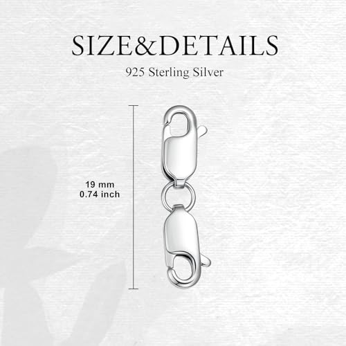 925 Sterling Silver Lobster Clasp for DIY Necklace Bracelet Jewelry Making, Double Spring Clasp with Closed Jump Rings, Necklace Extender Clasp Connector Bracelet Extension (Style 11) - style: Style 11