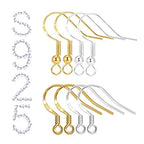 S925 Sterling Silver Earring Hooks - 8Pcs/4 Pairs Hypoallergenic 18K Gold Plated Ear Wires Fish Hooks for Jewelry Making, Jewelry Findings Parts with Rubber Earring Backs Stopper for DIY Jewelry - color: Regular Silver and Gold