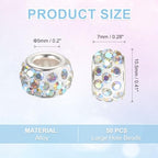 uxcell 50Pcs European Large Hole Beads, Rhinestone Craft Bead Crystal Charm Spacer Beads for Pens Bracelet Making Necklace DIY Craft, White AB - color: White AB