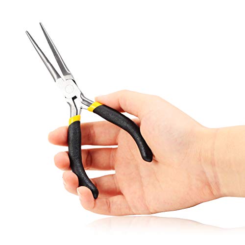SPEEDWOX Needle Nose Pliers Wire Looping Pliers 6 Inches Mini Pliers with Anti-slip Handles Smooth Tapered Jaws for Hard to Reach Narrow Areas for Jewelry Making Repairing Beading Work Hobby - size: Needle Nose Pliers
