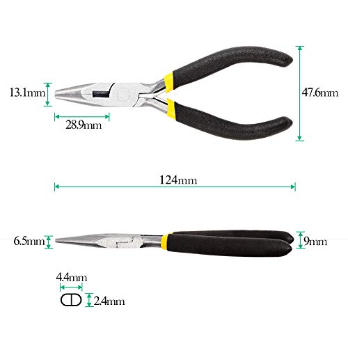 SPEEDWOX Chain Nose Pliers Long Nose Pliers 5 Inches Mini Wire Cutter for Hard to Reach Confined Areas Smooth Jaws Beading Work Hobby Jewelry Making Repairing Tools - size: Long Nose with Cutter