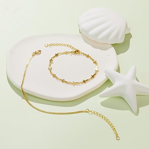 Gold Bracelets Set for Women Stack, Chunky Thick Bracelets Stack for Women Trendy, Simple Dainty Thin Gold Plated Cuff Stackable Bracelets With Beaded Cuban Paperclip Snake Rope Bangle Hand Chain Jewelry - style: Style 04-gold