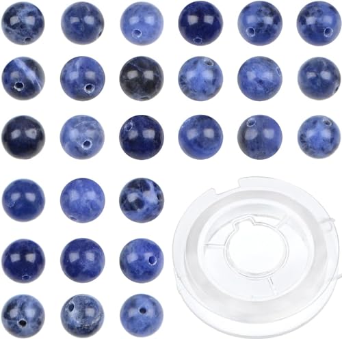 Bymitel 210pcs Natural Crystal Beads Stone Gemstone Round Energy Healing Loose Beads with Stretch Cord for Jewelry Making Bracelets Anklets (Blue Sodalite, 6mm 210pcs) - color: Blue Sodalite, size: 6mm 210pcs
