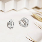 Me&Hz Gold Huggie Earrings Small Huggie Hoop Earrings for Women 14K Gold Plated Hypoallergenic Cubic Zirconia Huggies Mini Silver Hoop Earring for Women - color: Triple Hoops,Silver