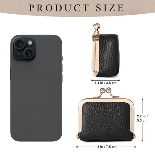 Zivyes Mini Jewelry Box Travel Small Coin Purse Organizer Case Genuine Leather Tiny Size (black 2.9 inches long) - color: black 2.9 inches long