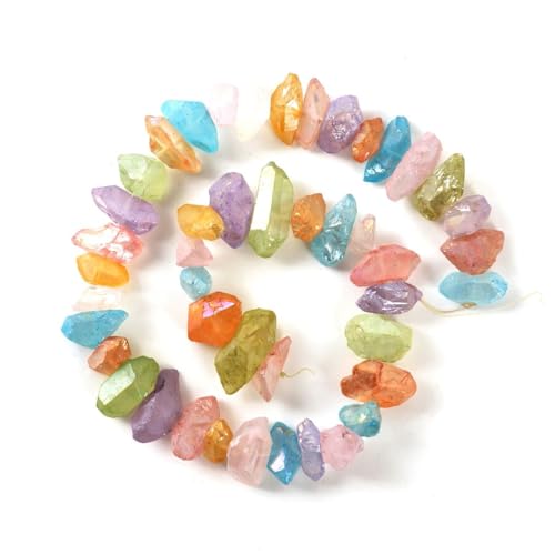 Adabele 30 Inch Natural Raw Healing Crystal Quartz Nugget Drilled Gemstone Loose Beads Chakra Rainbow AB Titanium Coated Chakra Gem Stone Spacer for Jewelry Craft Making GA-B6 - color: Chakras Rainbow Ab, size: 30 Inch/2 Strands
