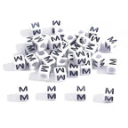 Acrylic Letter Beads 4mm Flat Round, 6mm Square - Beads for Making Friendship Bracelet or Necklace (Square White Plus Black) - color: Square White Plus Black